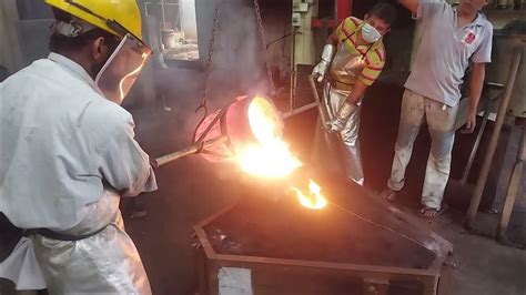casting molten metal foundry inducstry youtube