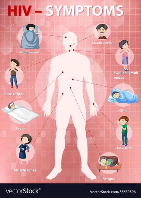 Symptoms hiv infection infographic Royalty Free Vector Image 