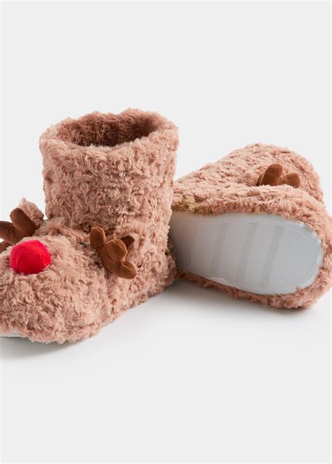 Brown Reindeer Christmas Boots - Matalan
