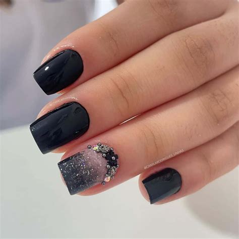Unha Preta Fosca Decorada - Unha Preta Decorada Com Glitter 25 Ideias Lindas – Unha Decorada Simples