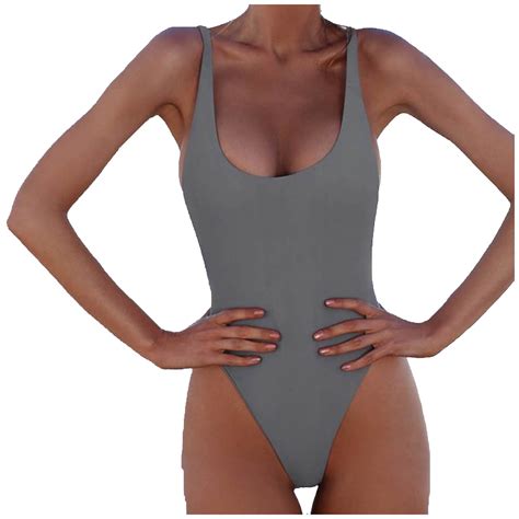 WREESH Womens One Piece Swimsuit Solid Color Swim Suits Swimsuit with