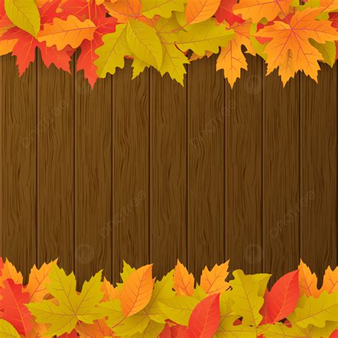 autumn vector background  fall leaves  brown wooden board