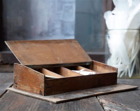 vintage cash box divided coin tray cash caddy rustic cash box table