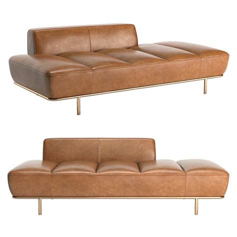 Cb2 Lawndale Saddle Leather Daybed With Brass Base - 3D Model for Corona