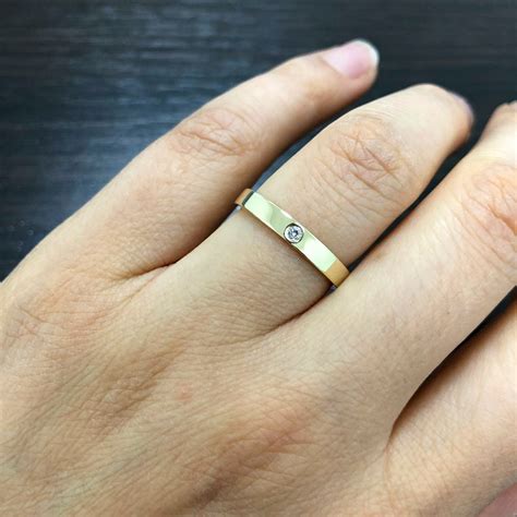 Simple Gold Wedding Ring With Diamond. Minimalist Ring for | Etsy