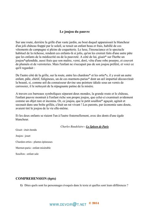 Le joujou du pauvre COMPREHENSION (6pts)