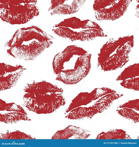 Seamless Pattern of Lipstick Kisses. Vector Illustration Stock Vector