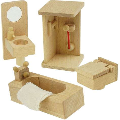 mebelki drewniane zestaw dla lalek  domku lazienki dziewczynka