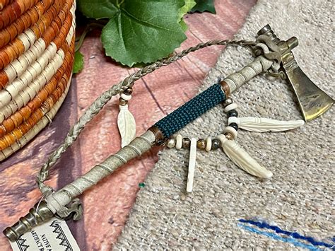 Navajo Indian Brass Tomahawk Pipe 8" (36bc193) - Mission Del Rey ...