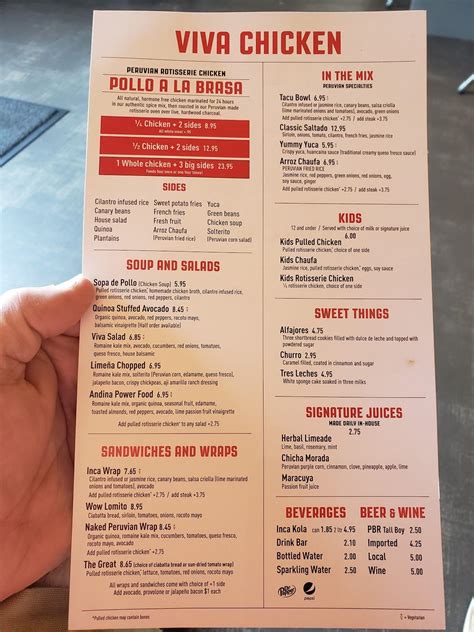 Menu at Viva Chicken restaurant, Greensboro, W Wendover Ave Suite 110