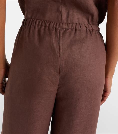 austin linen wide leg pants  brown asceno mytheresa