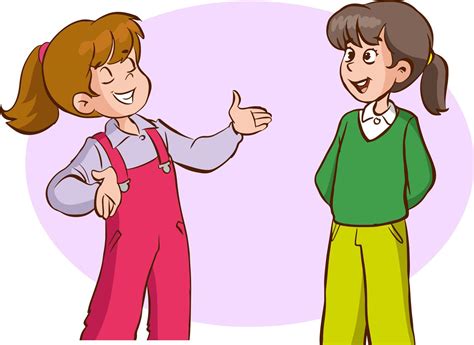 dos ninos hablando ilustracion de vector de personaje de dibujos