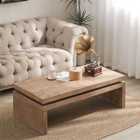 amazoncom kuvadaz wooden coffee table  rectangle mid century