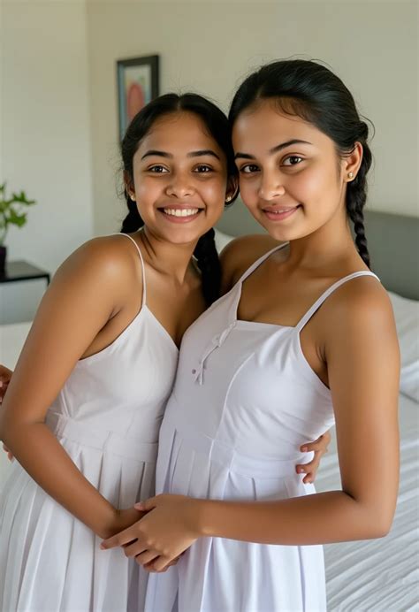 sri lanka teen girls wearing white clothes   bedroom
