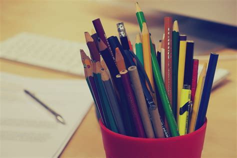 Free Images : desk, writing, pencil, office, brand, papers, colors ...