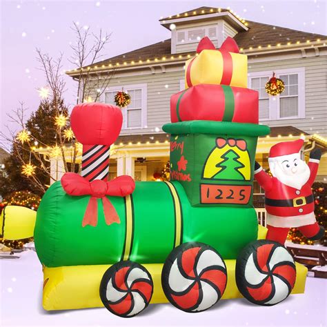 Danxilu 10FT Giant Christmas Inflatable Train with Santa Outdoor