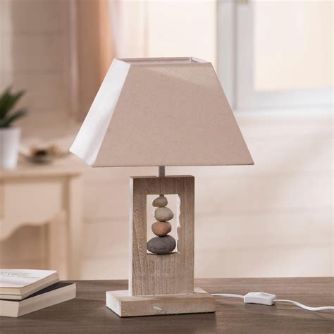 Lampe e27 max 40W charme bois, SEYNAVE Cabourg, abat-jour tissu | Leroy ...