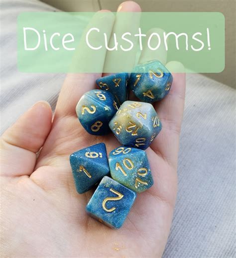 custom order dice set  dungeons  dragons tabletop rpg etsy