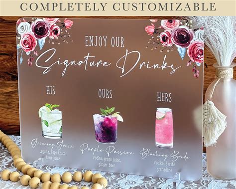 Signature Drink Wedding Sign, Signature Cocktail Wedding Bar Sign