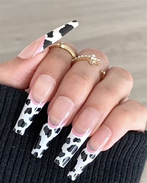 cow print acrylic nails 8