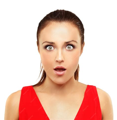 Premium Photo | Portrait of a frightened girl shocked woman