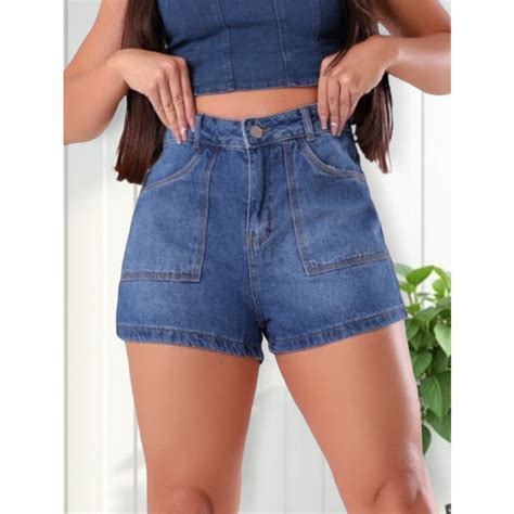 Short Jeans Hot Pants - Mini Short Jeans Feminino Hot Pants Empina Bumbum Premium | Shopee Brasil
