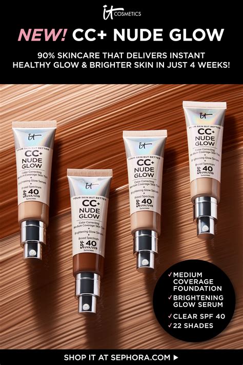 CC+ Nude Glow Lightweight Foundation + Glow Serum with SPF 40 and
