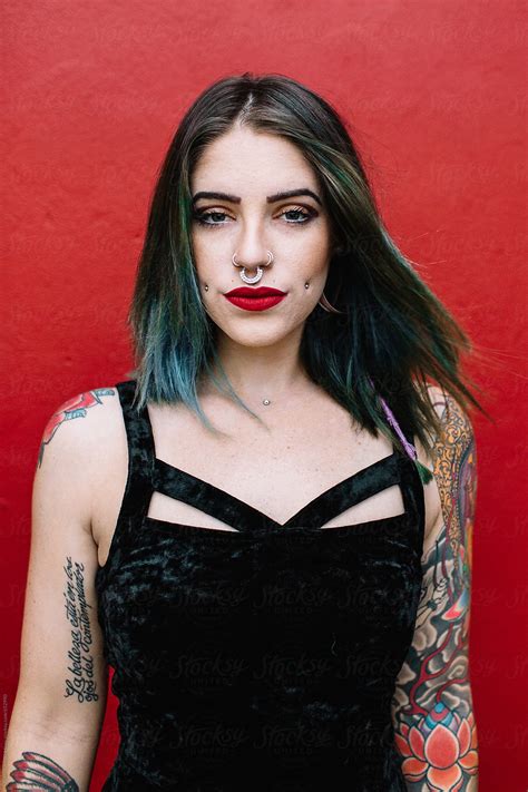 "Portrait Of A Punk Rock Woman With Tattoos" by Stocksy Contributor