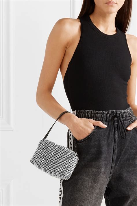 alexander wang crystal embellished mesh shoulder bag alexander wang