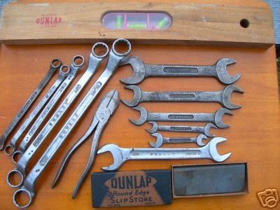 14 PC OLD SEARS DUNLAP TOOLS WRENCHES,LEVEL,OIL STONE | #32961995