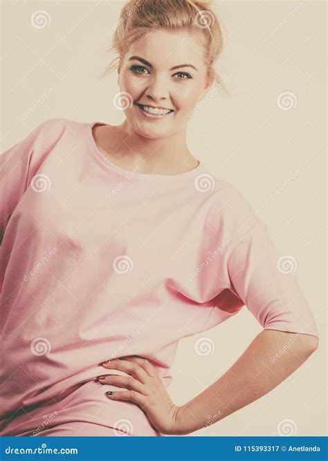 Woman Wearing Pink Elegant Dress Stock Image - Image of happy, outfit