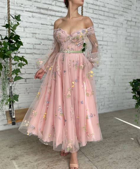 Light Pale Baby Pink Formal Dress off the Shoulder Tulle - Etsy UK