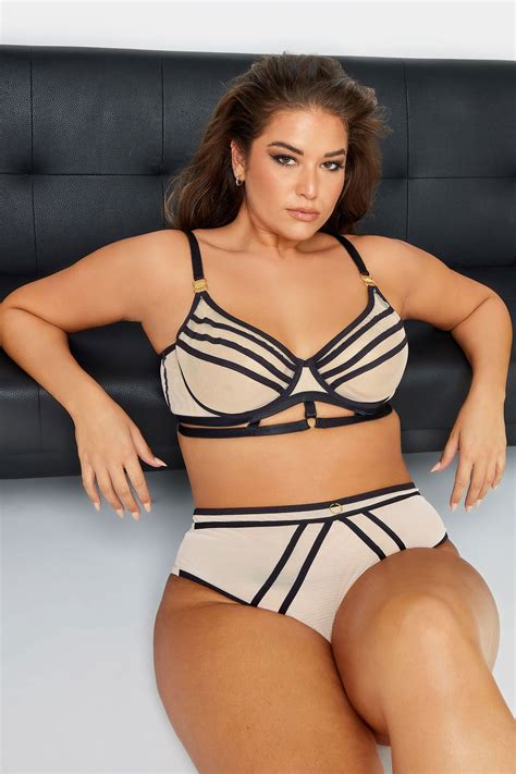 YOURS Curve Nude Strap Detail Mid Rise Brazilian Knickers | Yours Clothing