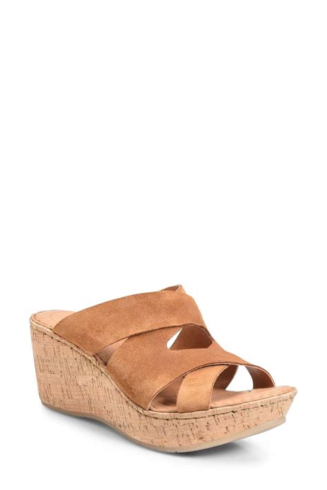 Born Leather Padron Wedge Sandal in Tan (Brown) - Lyst