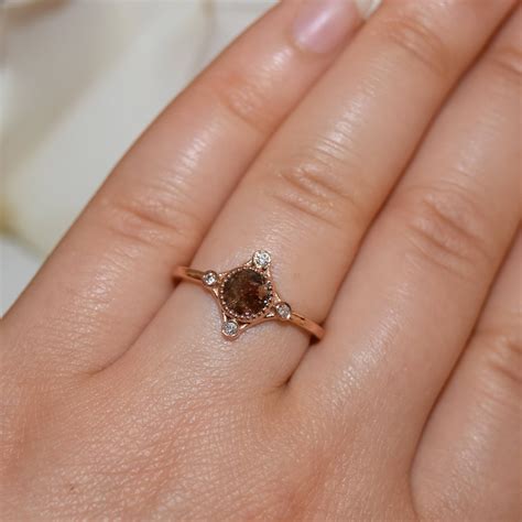 2 carat Rose Cut Natural Diamond Custom Made Compass Ring