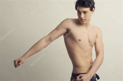 Very skinny young man, slim beautiful boy, anorexic body Stock Photo by ...