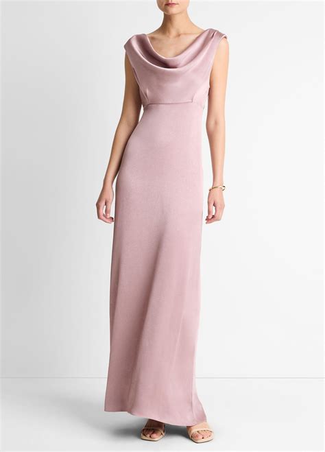 Satin Draped Cowl-Neck Maxi Dress in Dresses & Skirts | Vince