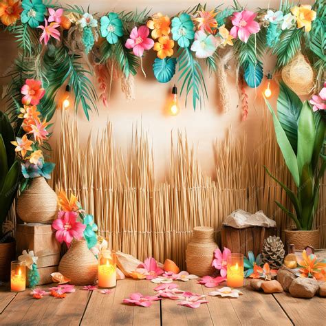 Premium AI Image | Hawaii kids Digital Backdrop cake smash backdrop