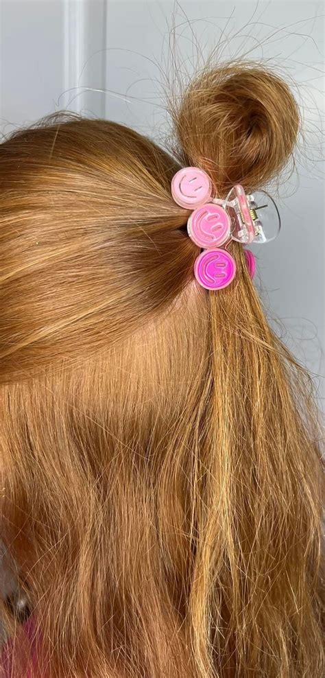 smiley face small claw clip etsy