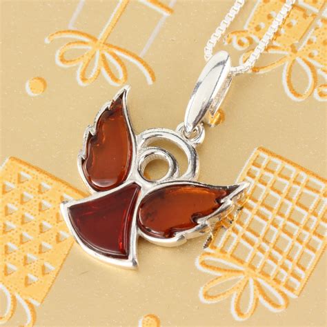 Sterling Silver Baltic Amber Angel Pendant
