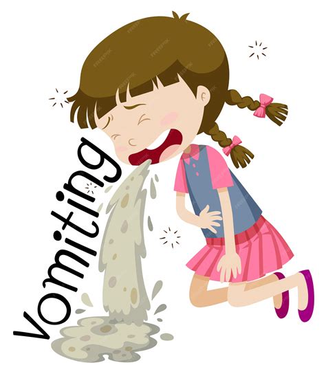 Girl vomiting and feeling sick | Premium Vector
