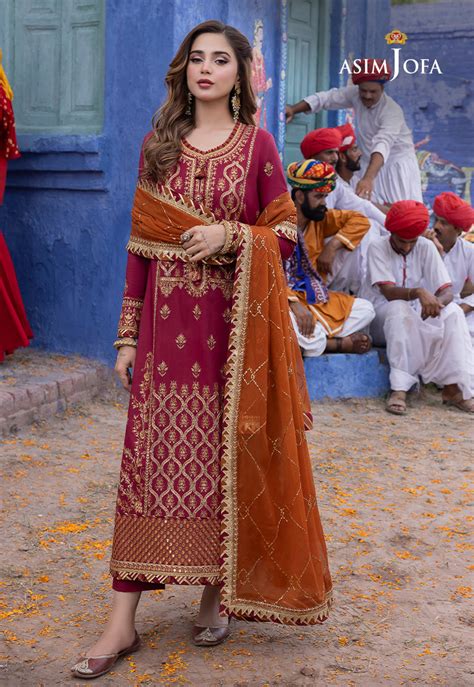 ajab  designers stitched raw silk  pcs asim jofa