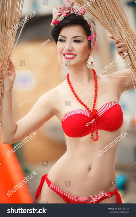 Beautiful Tan Woman Beach Retro Style Stock Photo 396152347 | Shutterstock