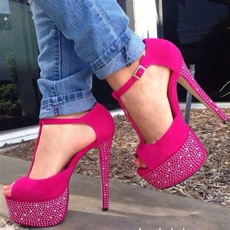 Hot pink heels | Heels, Sparkly high heels, Stiletto heels
