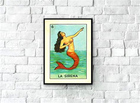 Vintage Mexican Loteria Card La Sirena Retro Mermaid Art - Etsy Australia
