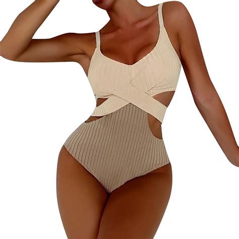 Hexplore Women s One Piece Swimsuit Solid Color Crisscross One Piece