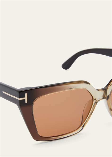 TOM FORD Winona Acetate T-Logo Cat-Eye Sunglasses - Bergdorf Goodman