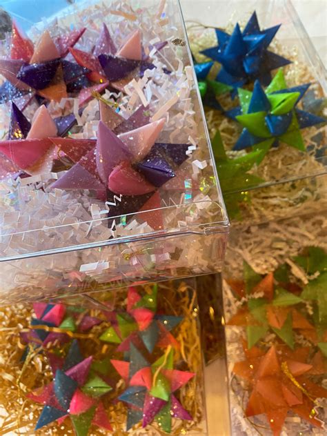 Boxed Medium German Stars, Froebel Stars, Polish Stars, Folded and