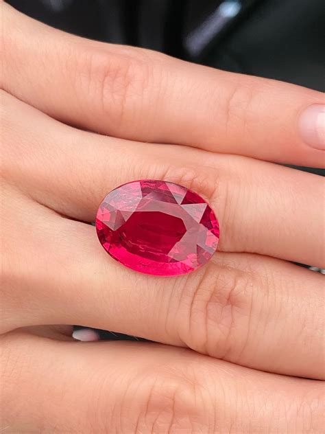 18 Carat Natural Tanzanian Neon Vibrant Pinkish Red Mahenge Spinel at