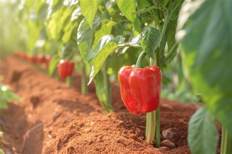 premium photo organic growth red bell pepper plant flourishing
